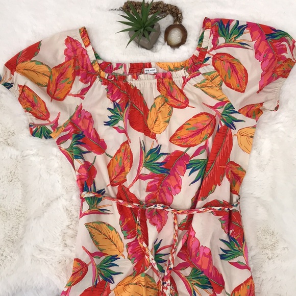 Nine West Dresses & Skirts - Nine West Dress Boho White Floral Palms Vibrant Colorful Beach Vacation Size XL